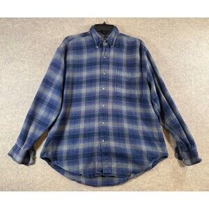 U.S. Expedition Men’s Flannel Shirt Size M Blue Plaid Long Sleeve 100% Cotton